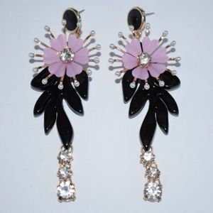 Kitsch Floral Crystal & Imitation Pearl Earrings